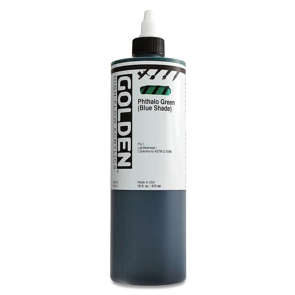 Golden High Flow Acrylic Paint 16oz Phthalo Green (Blue Shade) S4