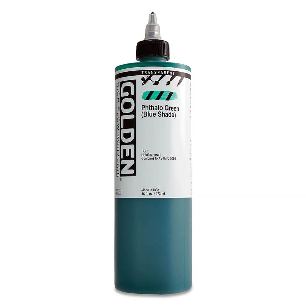Golden High Flow Acrylic Paint 16oz Transparent Phthalo GreenBS S1