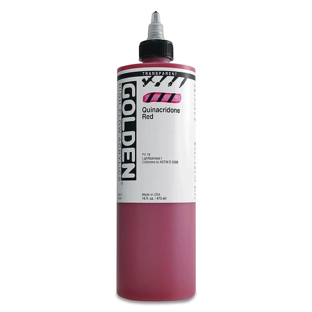 Golden High Flow Acrylic Paint 16oz Transparent QuinacridoneRed S1