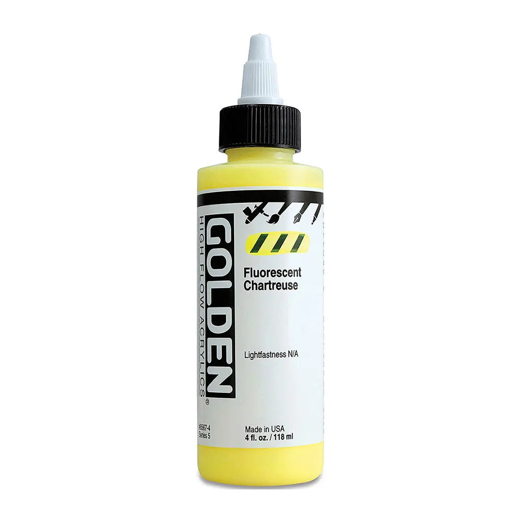 Golden High Flow Acrylic Paint 4oz Fluorescent Chartreuse S5