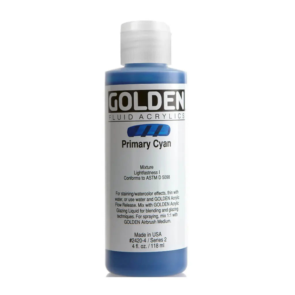 Golden Fluid Acrylic 4oz Primary Cyan S2