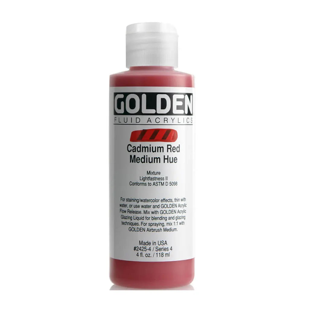 Golden Fluid Acrylic 4oz Cadmium Red Medium Hue S4