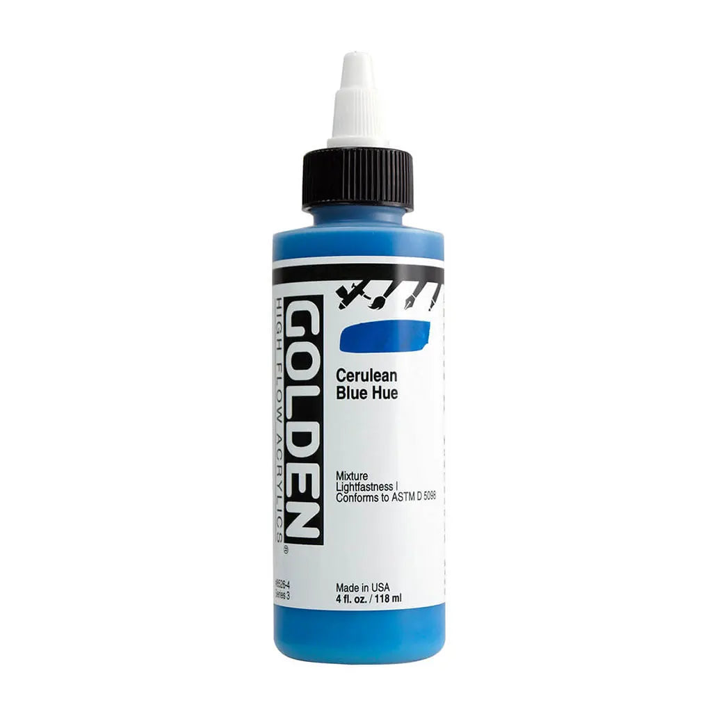 Golden High Flow Acrylic Paint 4oz Cerulean Blue Hue S3