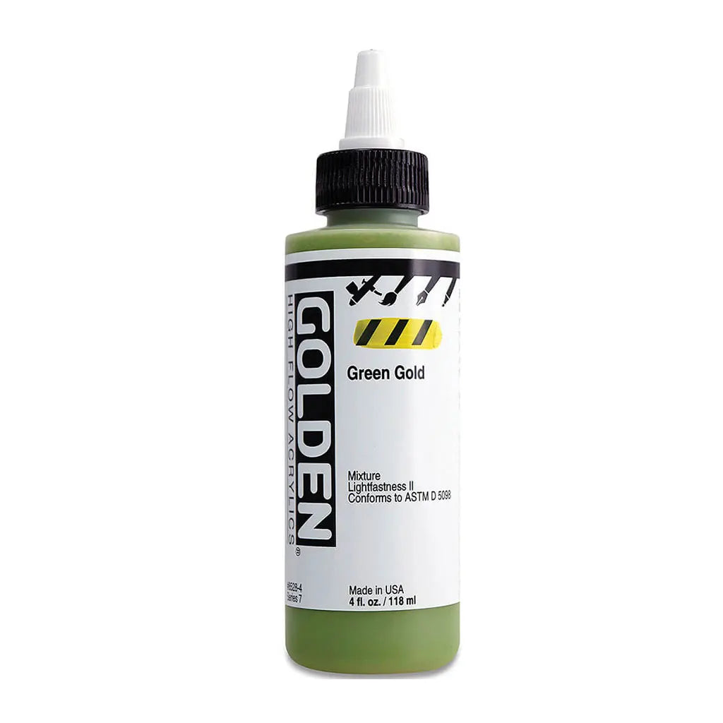 Golden High Flow Acrylic Paint 4oz Green Gold S7