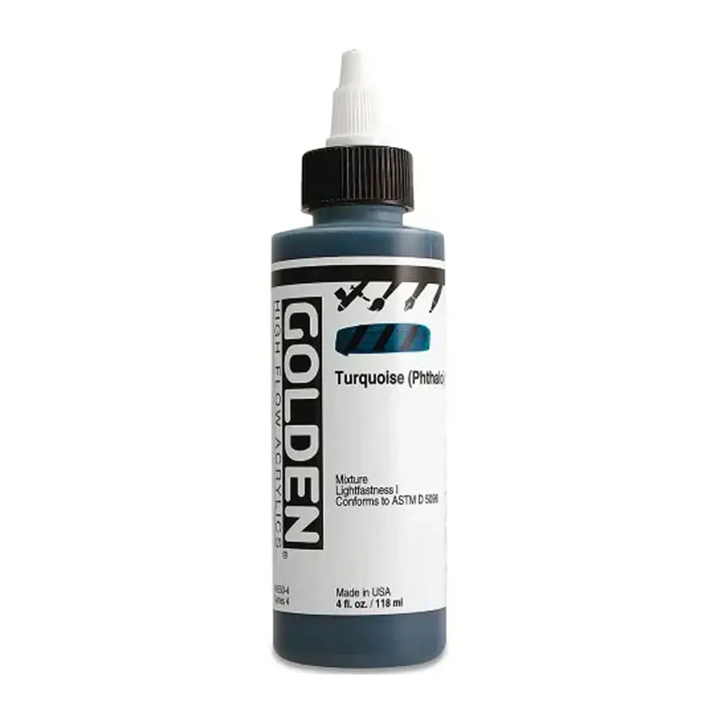 Golden High Flow Acrylic Paint 4oz Turquoise (Phthalo ) S4
