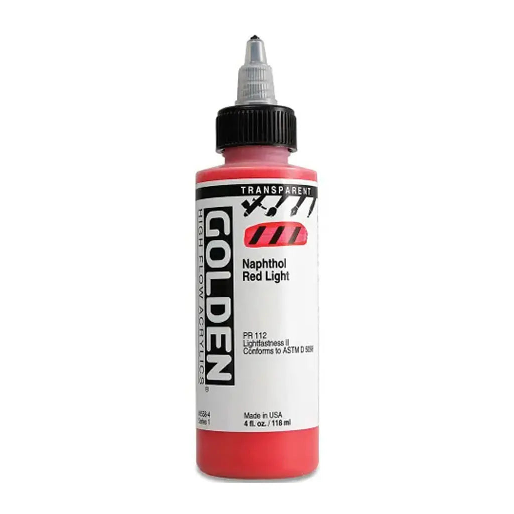 Golden High Flow Acrylic Paint 4oz Transparent Naphthol Red Light S1