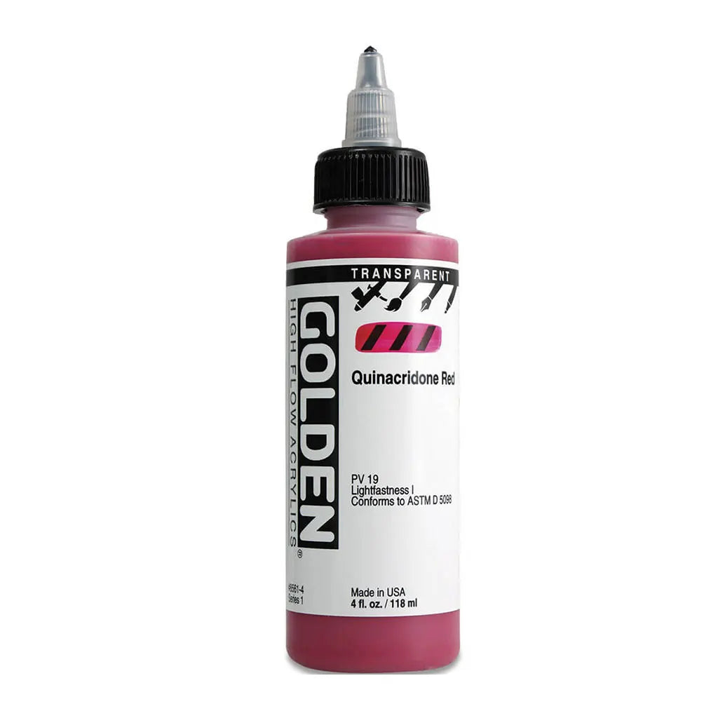Golden High Flow Acrylic Paint 4oz Transparent QuinacridoneRed S1