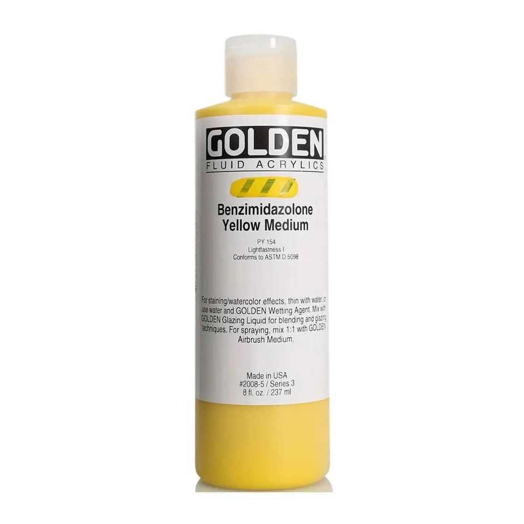 Golden Fluid Acrylic 8oz Benzimidazolone Yellow Med S3