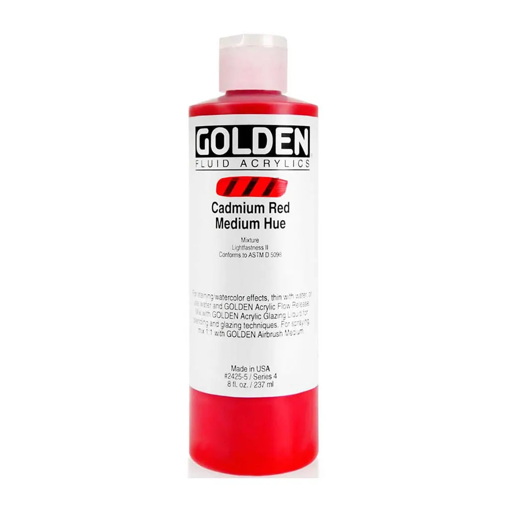 Golden Fluid Acrylic 8oz Cadmium Red Medium Hue S4