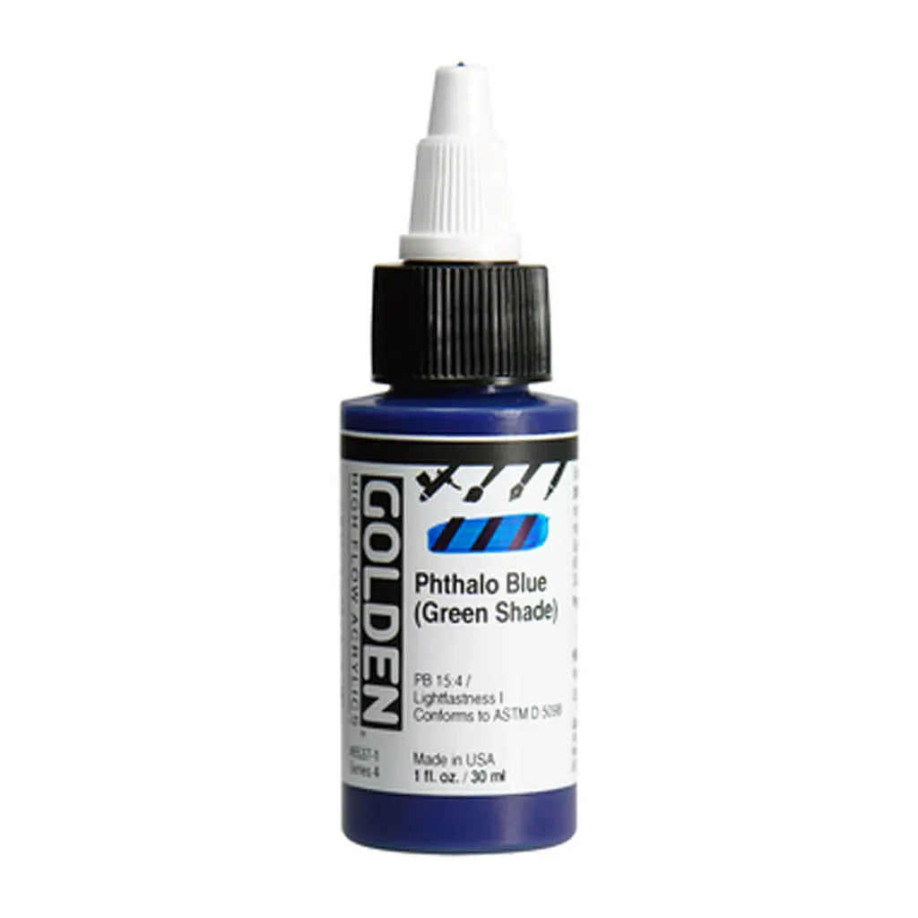 Golden High Flow Acrylic Paint 1oz Phthalo Blue (Green Shade) S4