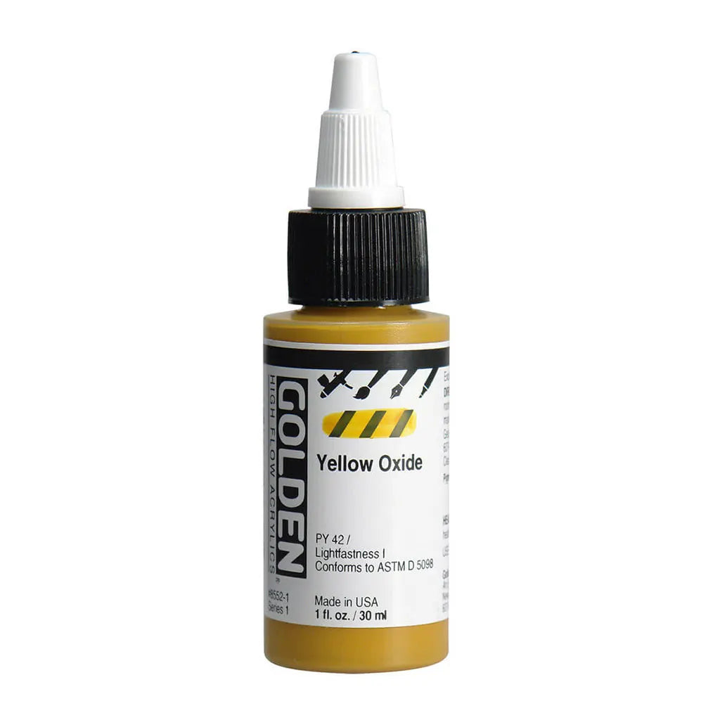 Golden High Flow Acrylic Paint 1oz Yellow Oxide S1