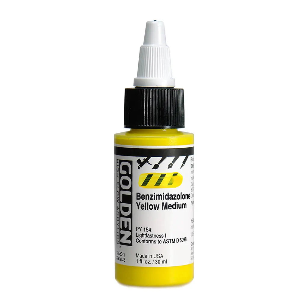 Golden High Flow Acrylic Paint 1oz Benzimidazolone Yellow Med S3