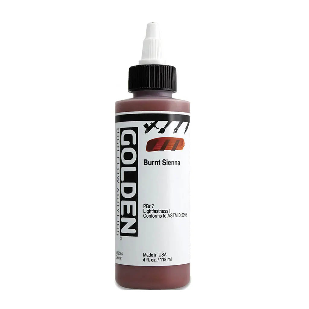 Golden High Flow Acrylic Paint 4oz Burnt Sienna S1