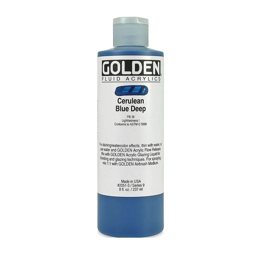 Golden Fluid Acrylic 8oz Cerulean Blue Deep S9