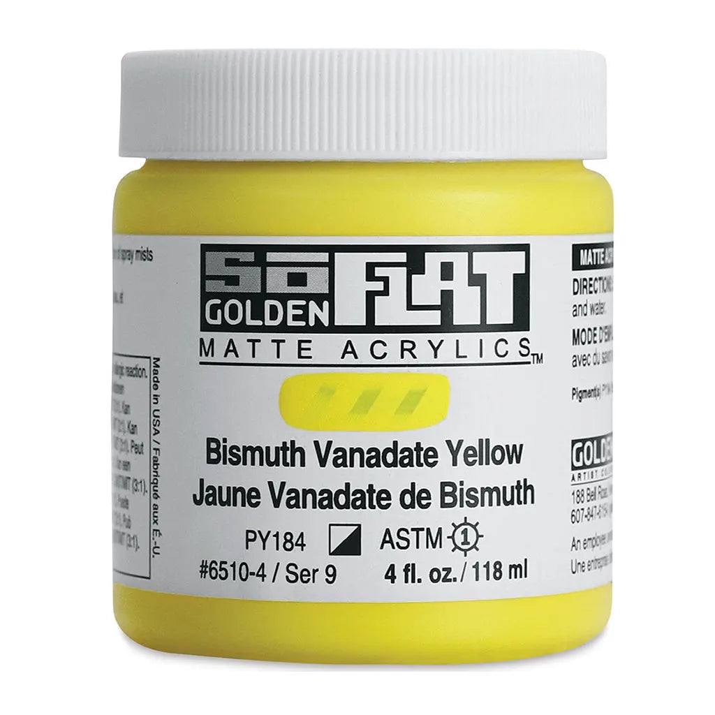 Golden SoFlat Matte Acrylic Paint 4oz Bismuth Vanadate Yellow S9