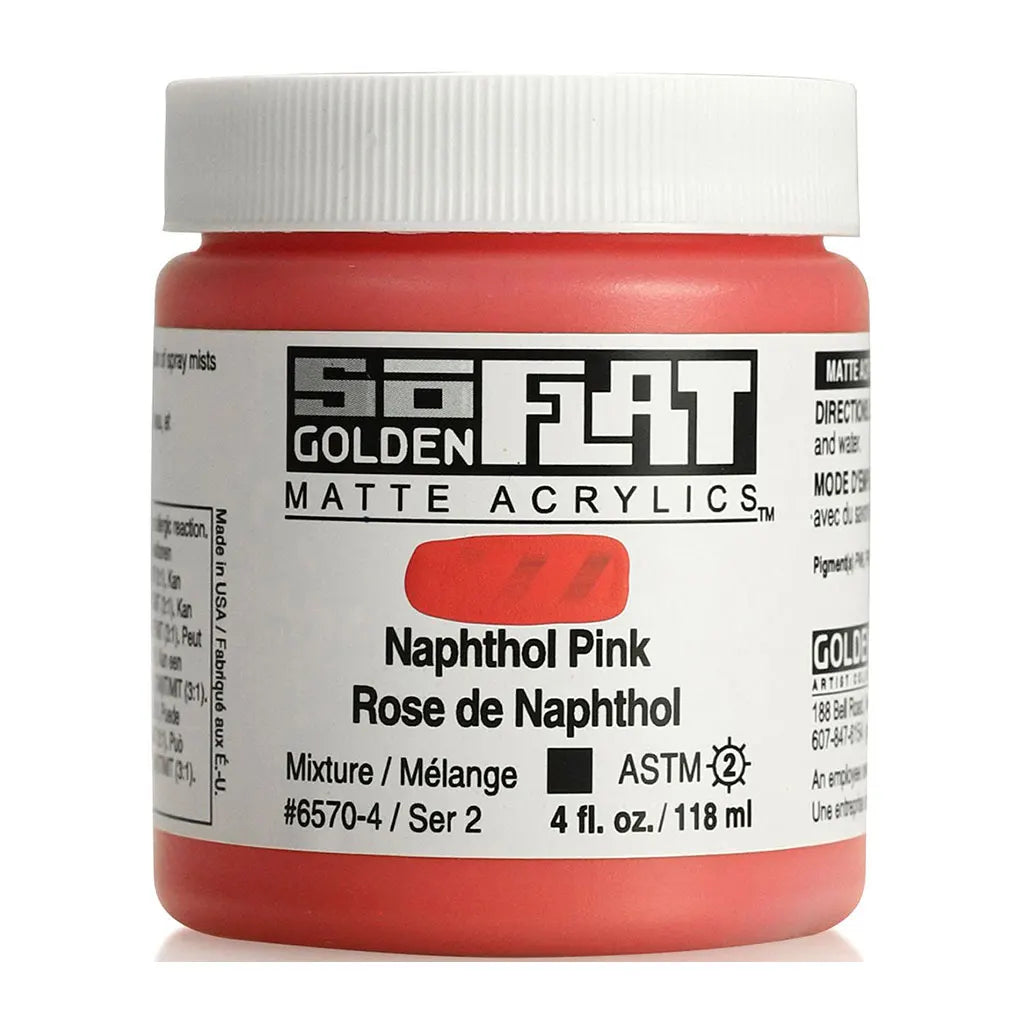 Golden SoFlat Matte Acrylic Paint 4oz Naphthol Pink S2