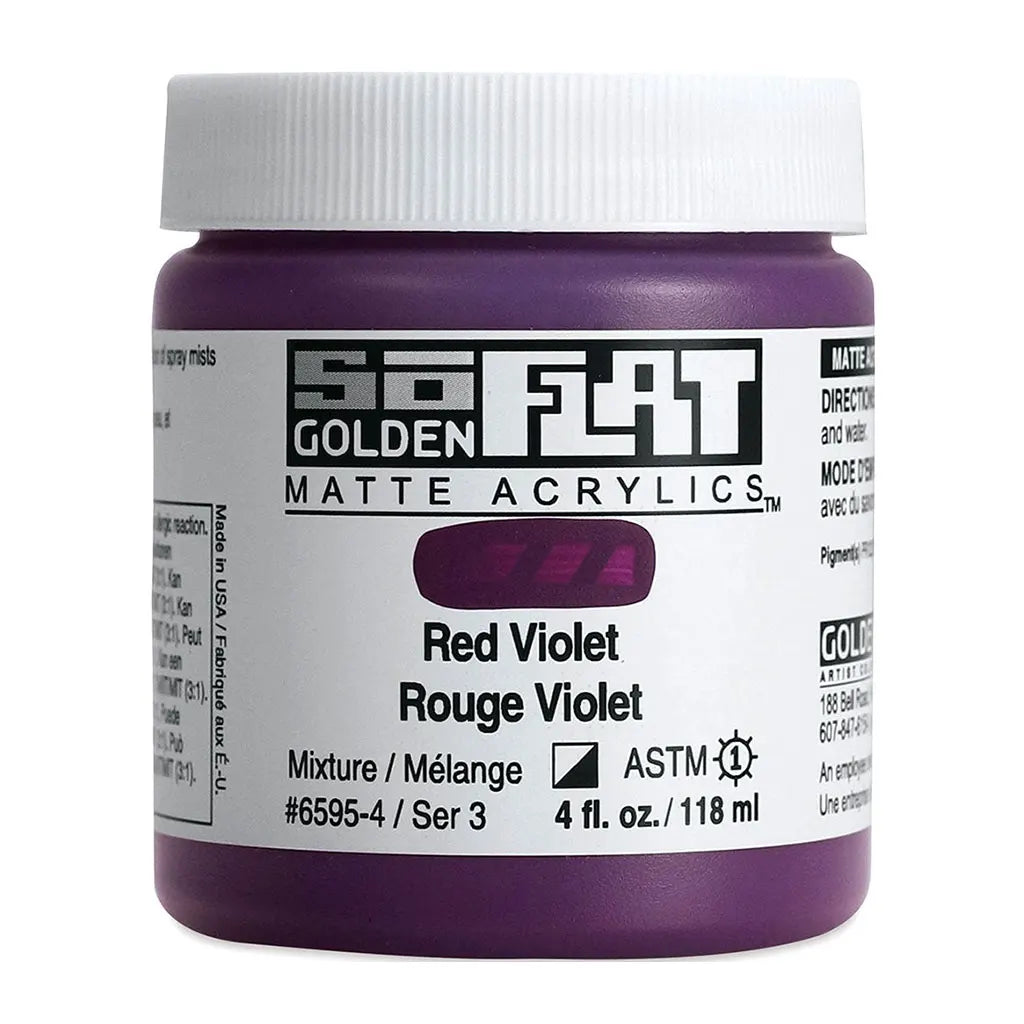 Golden SoFlat Matte Acrylic Paint 4oz Red Violet S3
