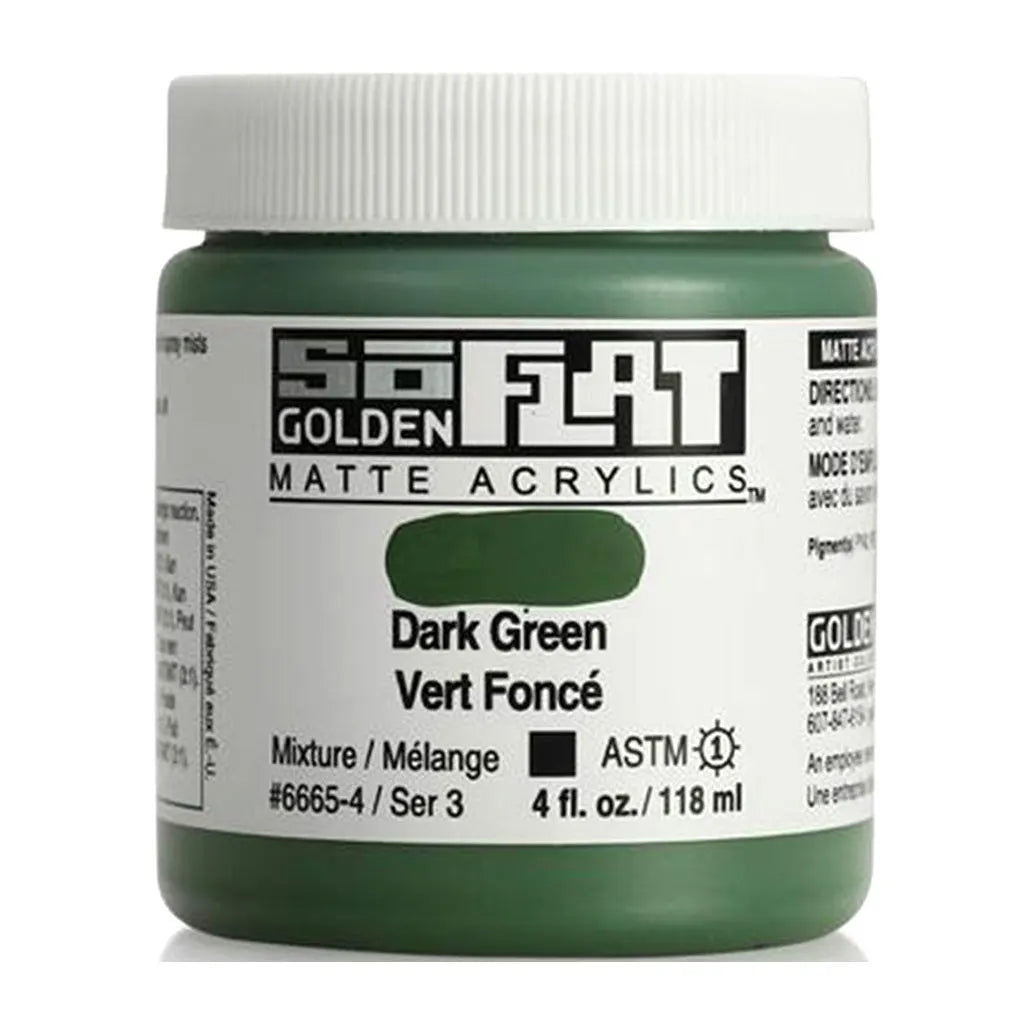 Golden SoFlat Matte Acrylic Paint 4oz Dark Green S3
