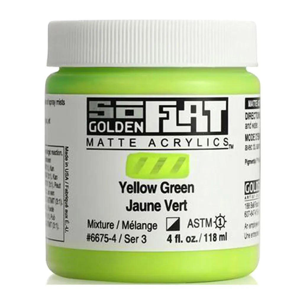 Golden SoFlat Matte Acrylic Paint 4oz Yellow Green S3