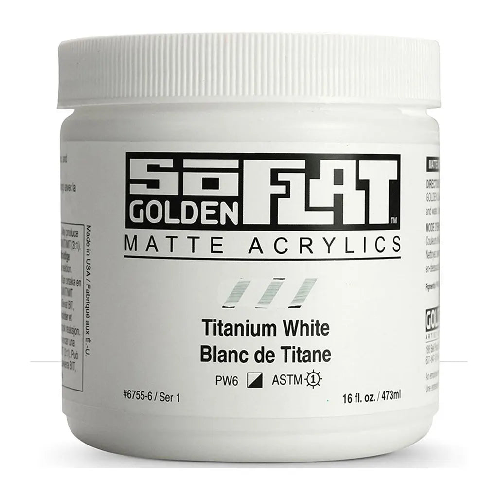 Golden SoFlat Matte Acrylic Paint 16oz Titanium White S1