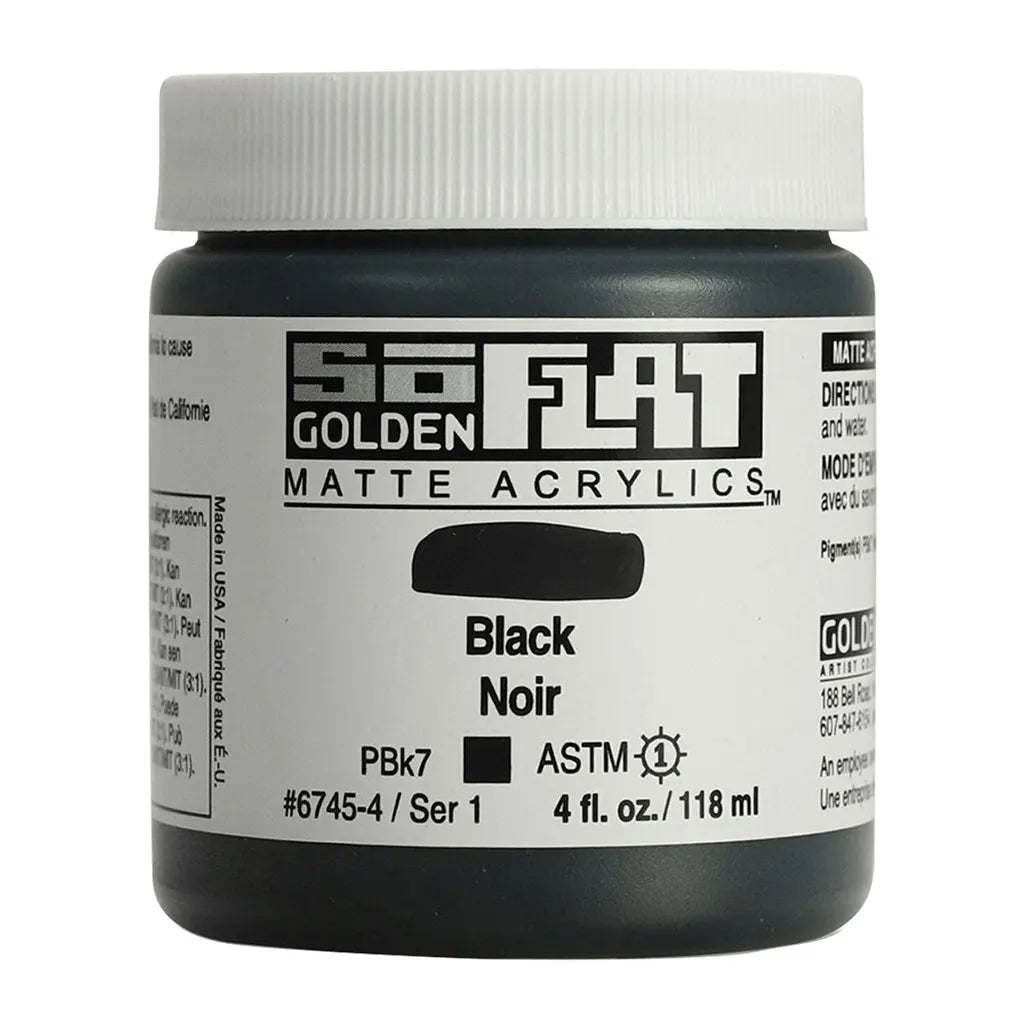 Golden SoFlat Matte Acrylic Paint 4oz Black S1