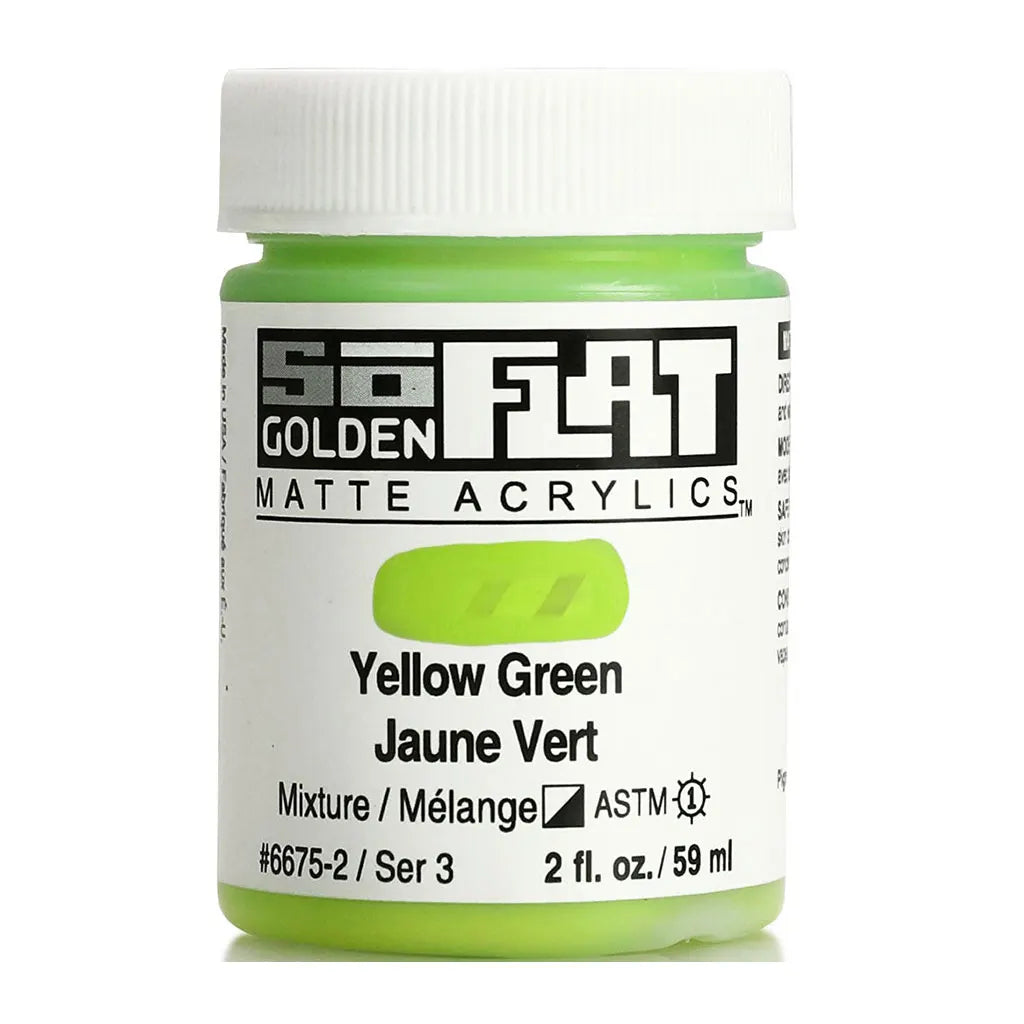 Golden SoFlat Matte Acrylic Paint 2oz Yellow Green S3
