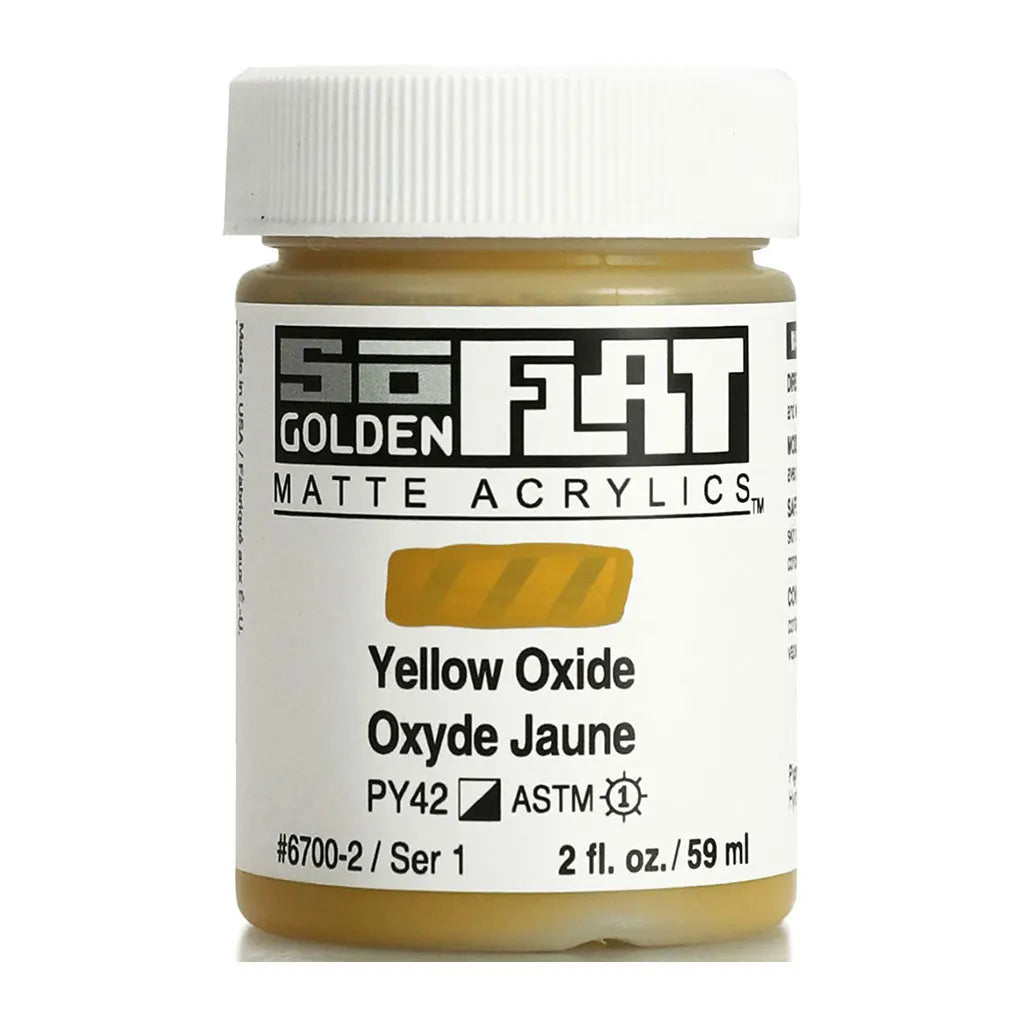 Golden SoFlat Matte Acrylic Paint 2oz Yellow Oxide S1