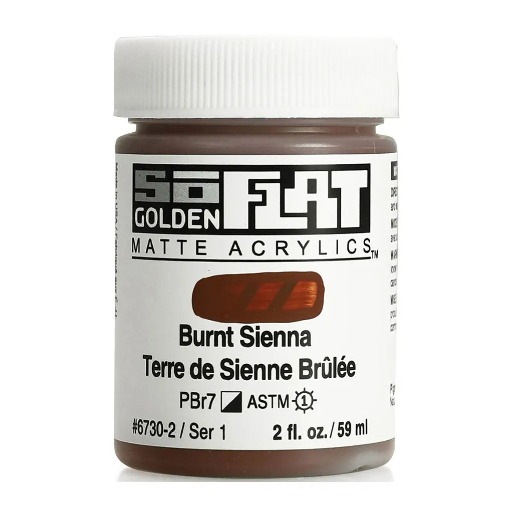 Golden SoFlat Matte Acrylic Paint 2oz Burnt Sienna S1
