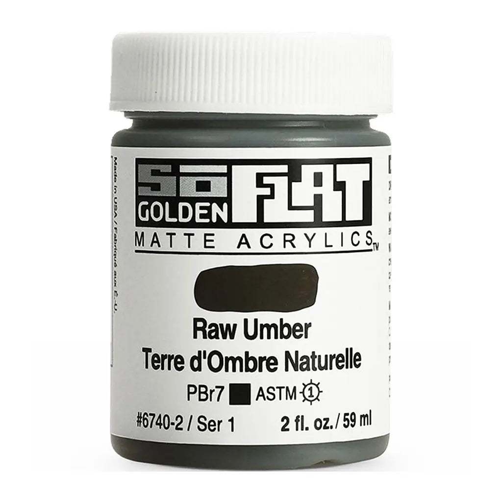 Golden SoFlat Matte Acrylic Paint 2oz Raw Umber S1