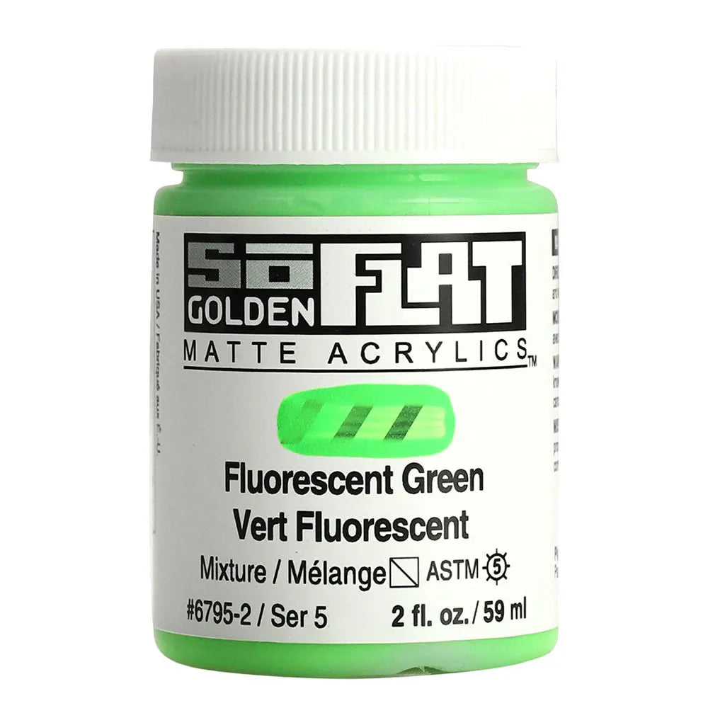 Golden SoFlat Matte Acrylic Paint 2oz Fluorescent Green S5