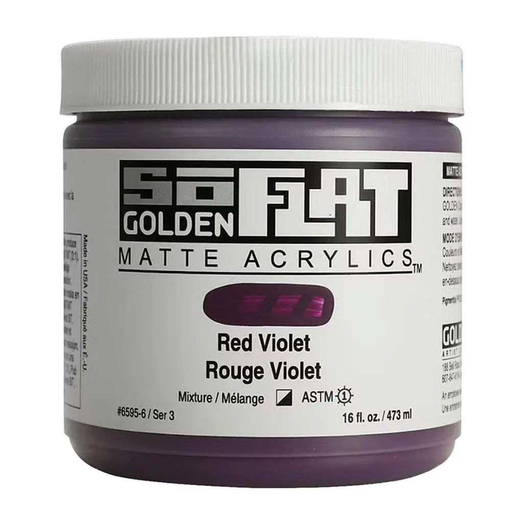 Golden SoFlat Matte Acrylic Paint 16oz Red Violet S3