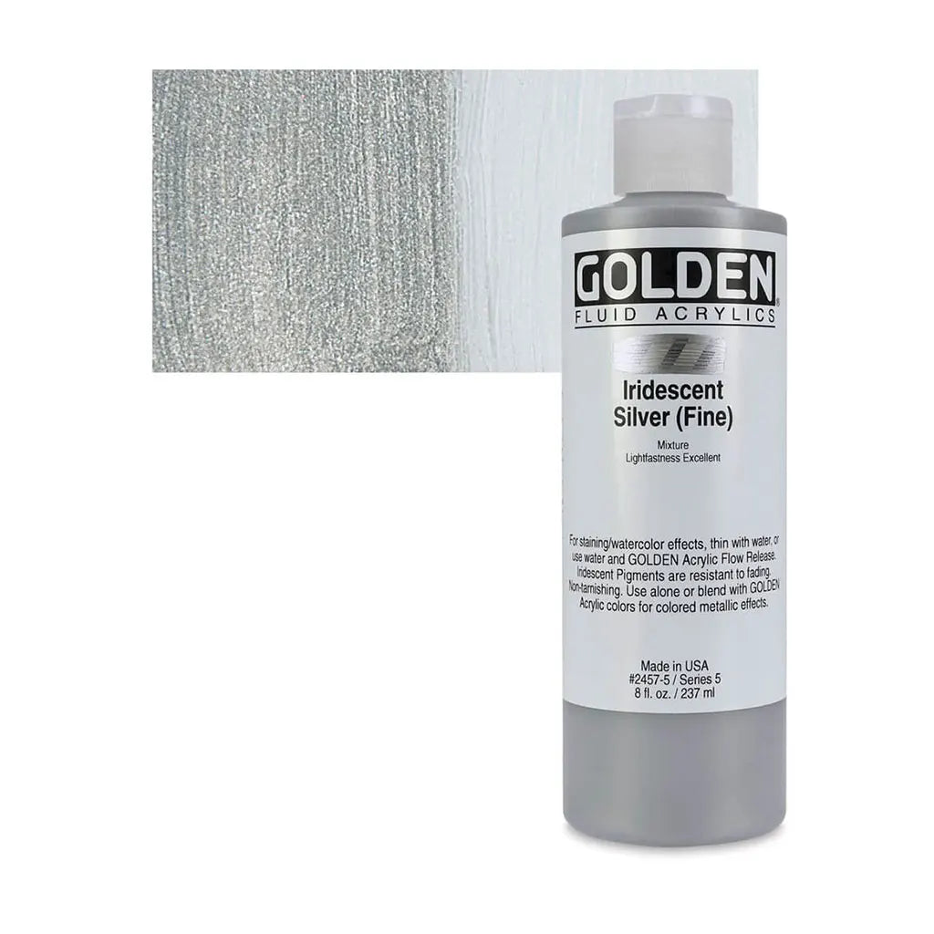 Golden Fluid Acrylic 8oz Iridescent Silver (Fine) S5