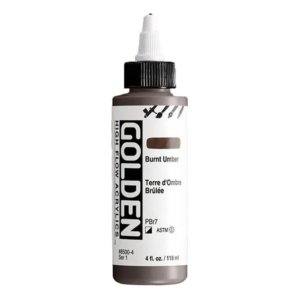 Golden High Flow Acrylic Paint 4oz Burnt Umber S1