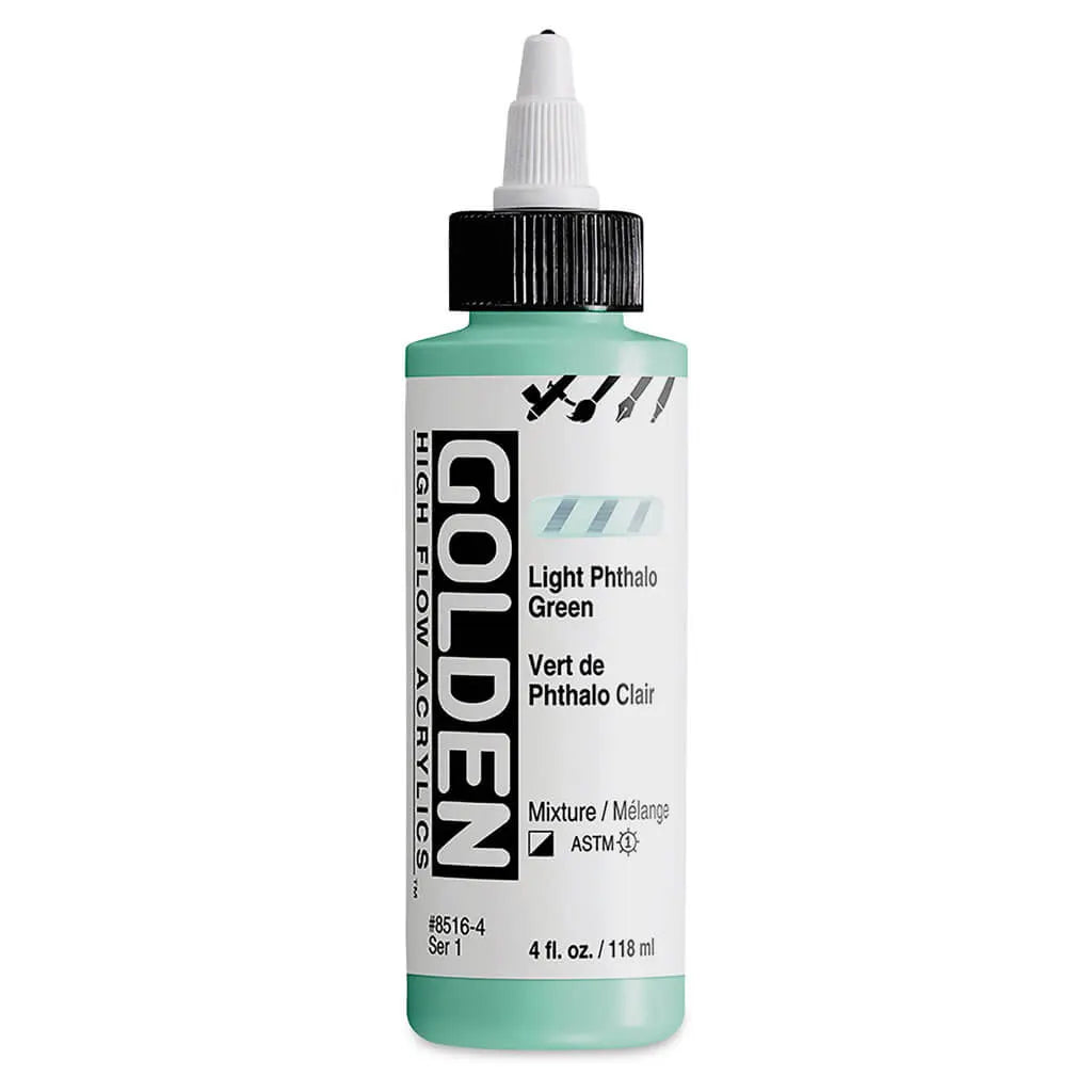 Golden High Flow Acrylic Paint 4oz Light Phthalo Green S1