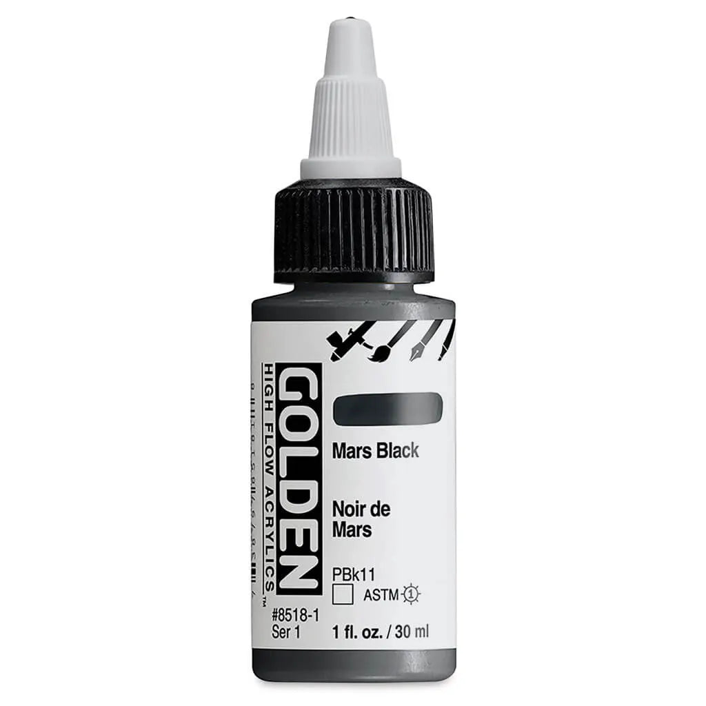 Golden High Flow Acrylic Paint 1oz Mars Black S1