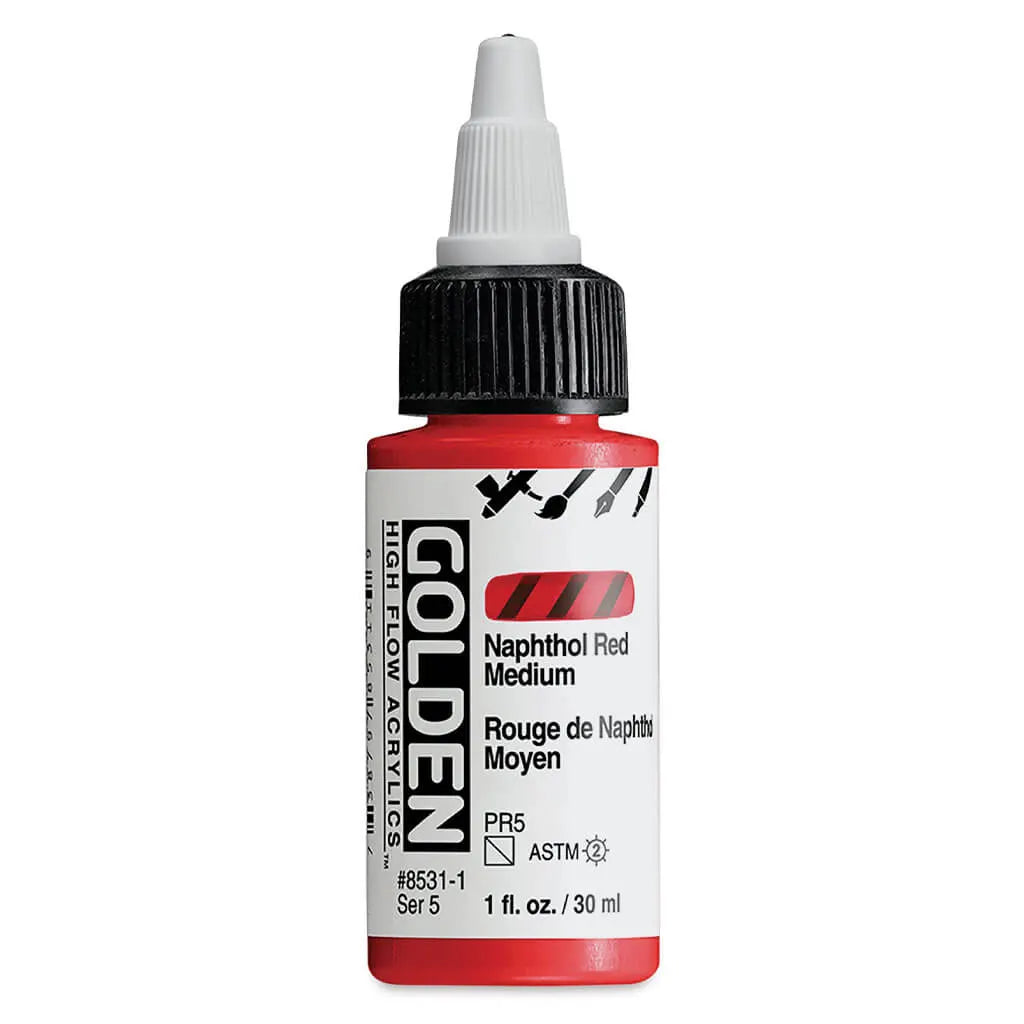 Golden High Flow Acrylic Paint 1oz Naphthol Red Medium S5