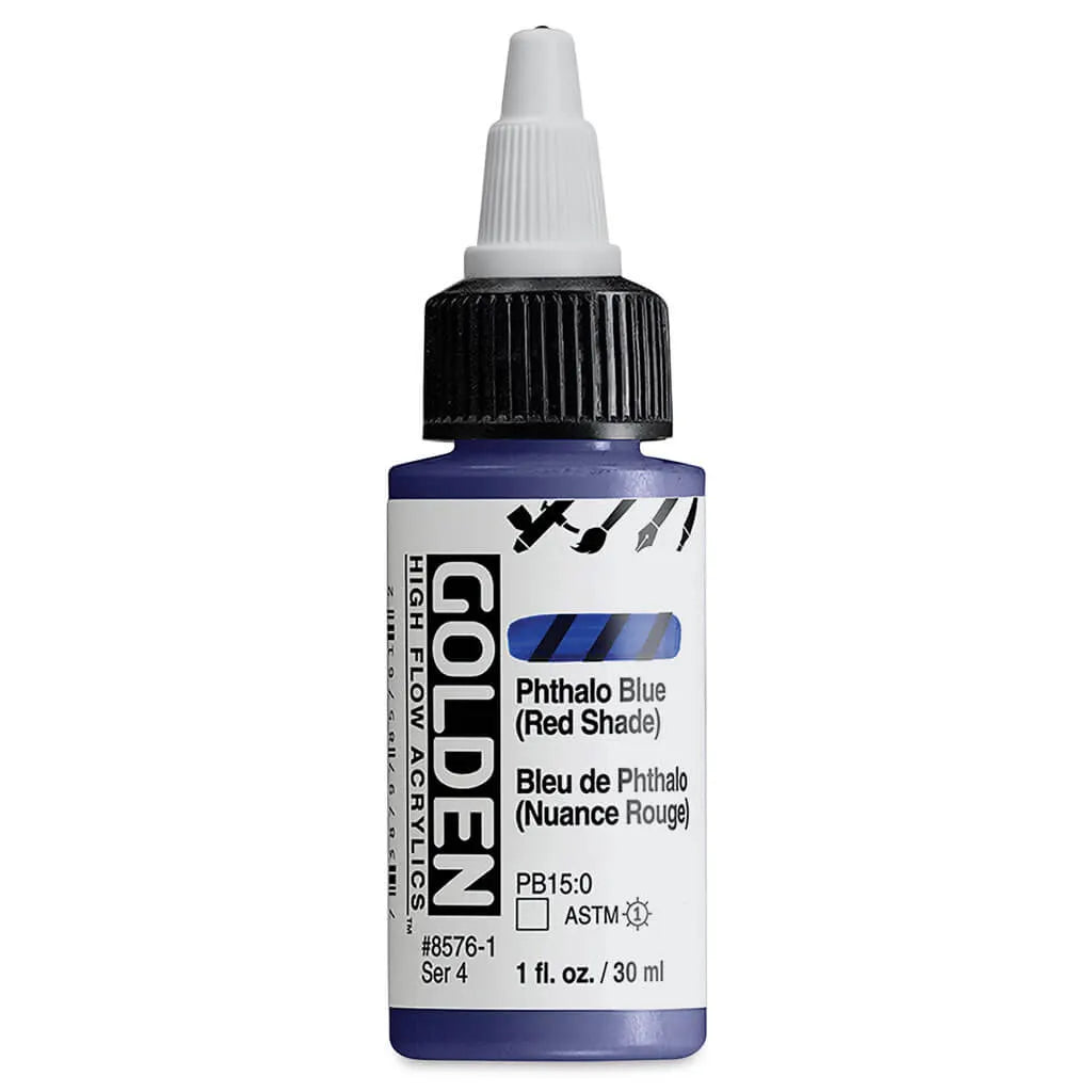 Golden High Flow Acrylic Paint 1oz Phthalo Blue Red Shade S4