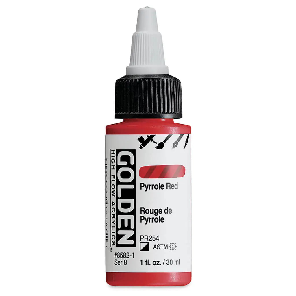 Golden High Flow Acrylic Paint 1oz Pyrrole Red S8