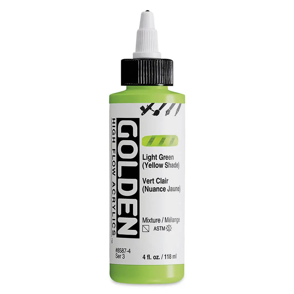 Golden High Flow Acrylic Paint 4oz Light Green Yellow Shade S3