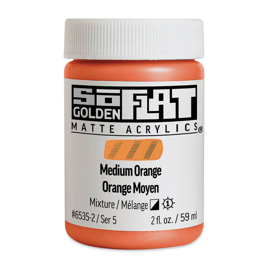 Golden SoFlat Matte Acrylic Paint 2oz Medium Orange S5