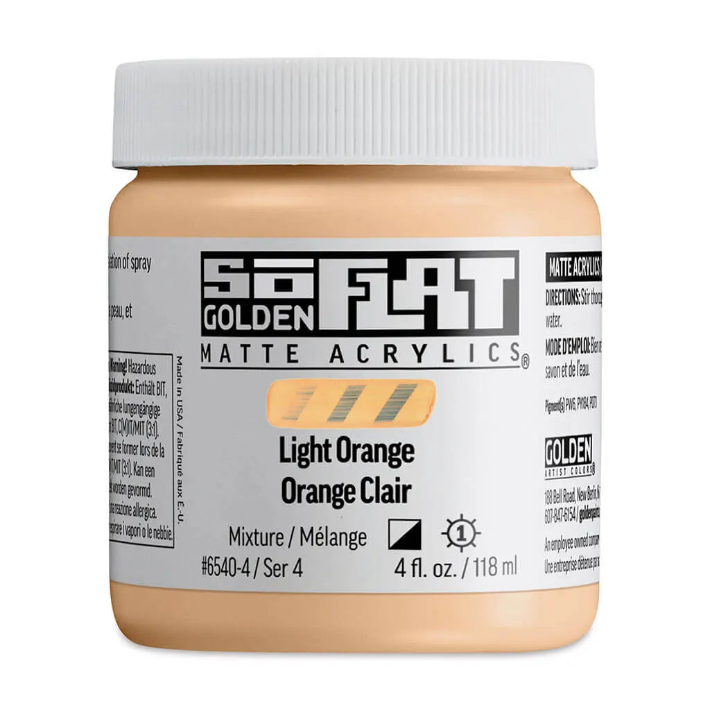 Golden SoFlat Matte Acrylic Paint 4oz Light Orange S4