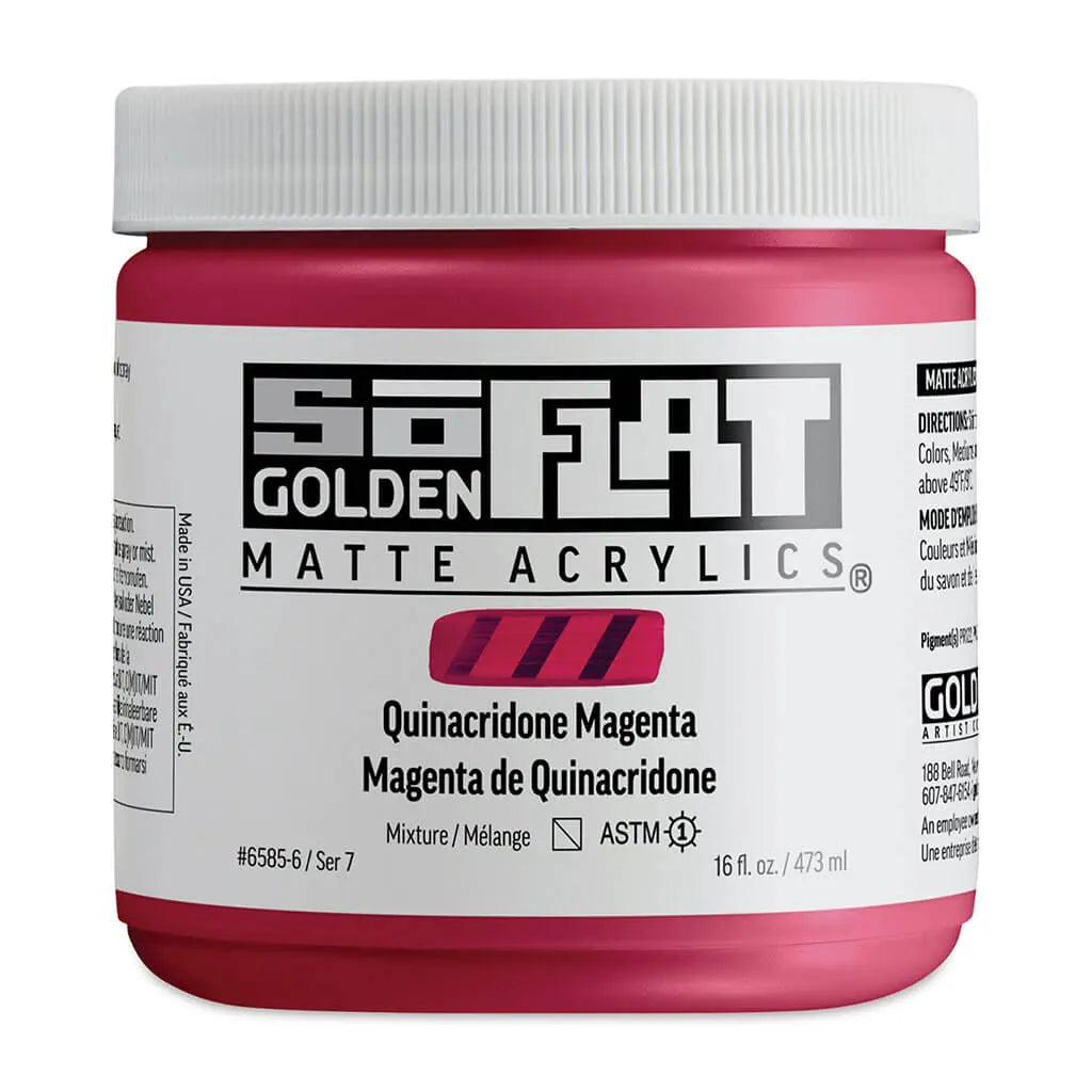 Golden SoFlat Matte Acrylic Paint 16oz Quinacridone Magenta S7