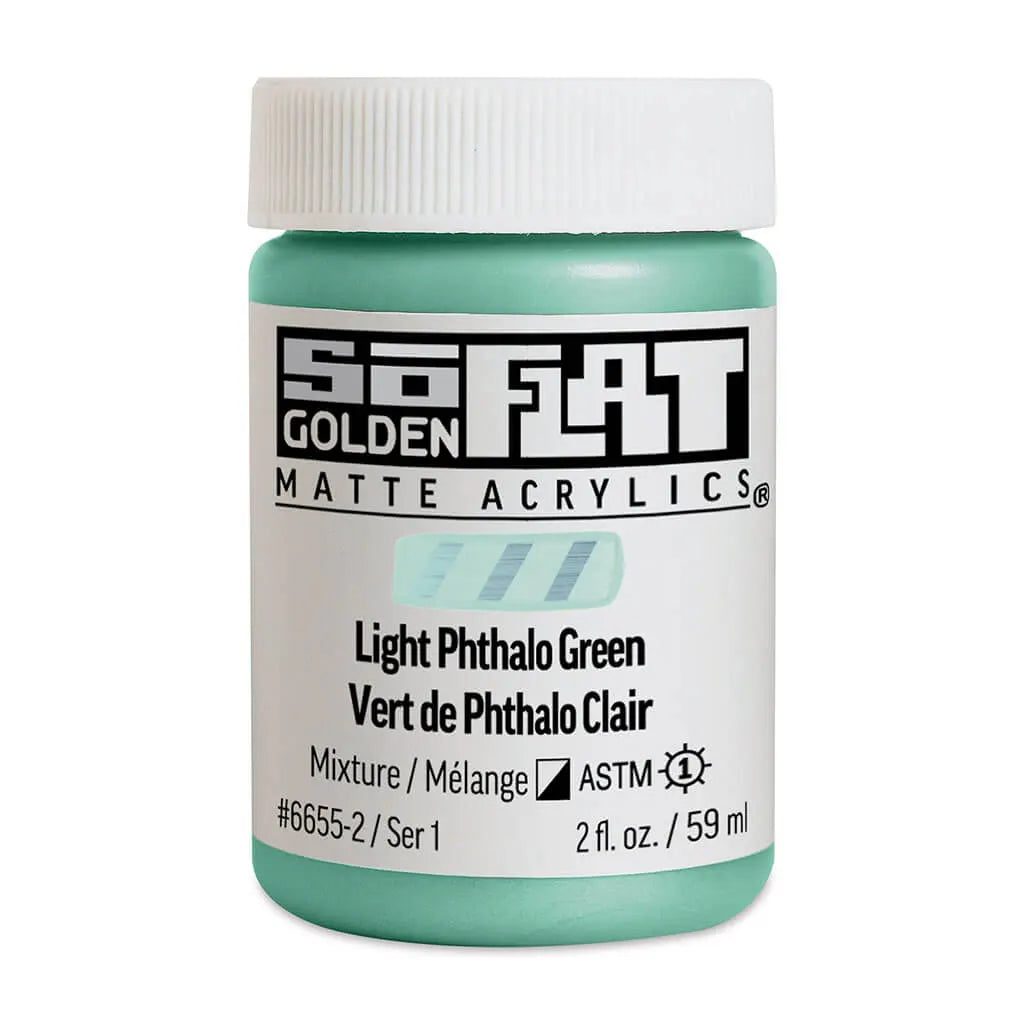 Golden SoFlat Matte Acrylic Paint 2oz Light Phthalo Green S1