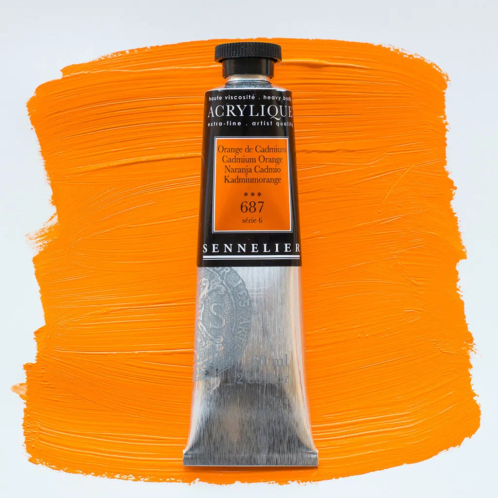 Sennelier Extra-Fine Acrylic Tube 60ml S6, Cadmium Orange