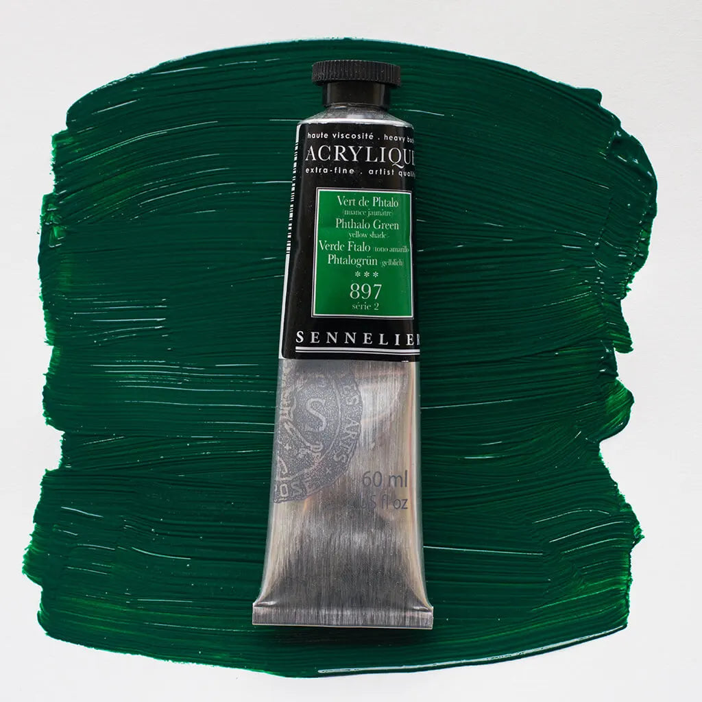 Sennelier Extra-Fine Acrylic Tube 60ml S2, Phthalo Green (Yellow Shade)