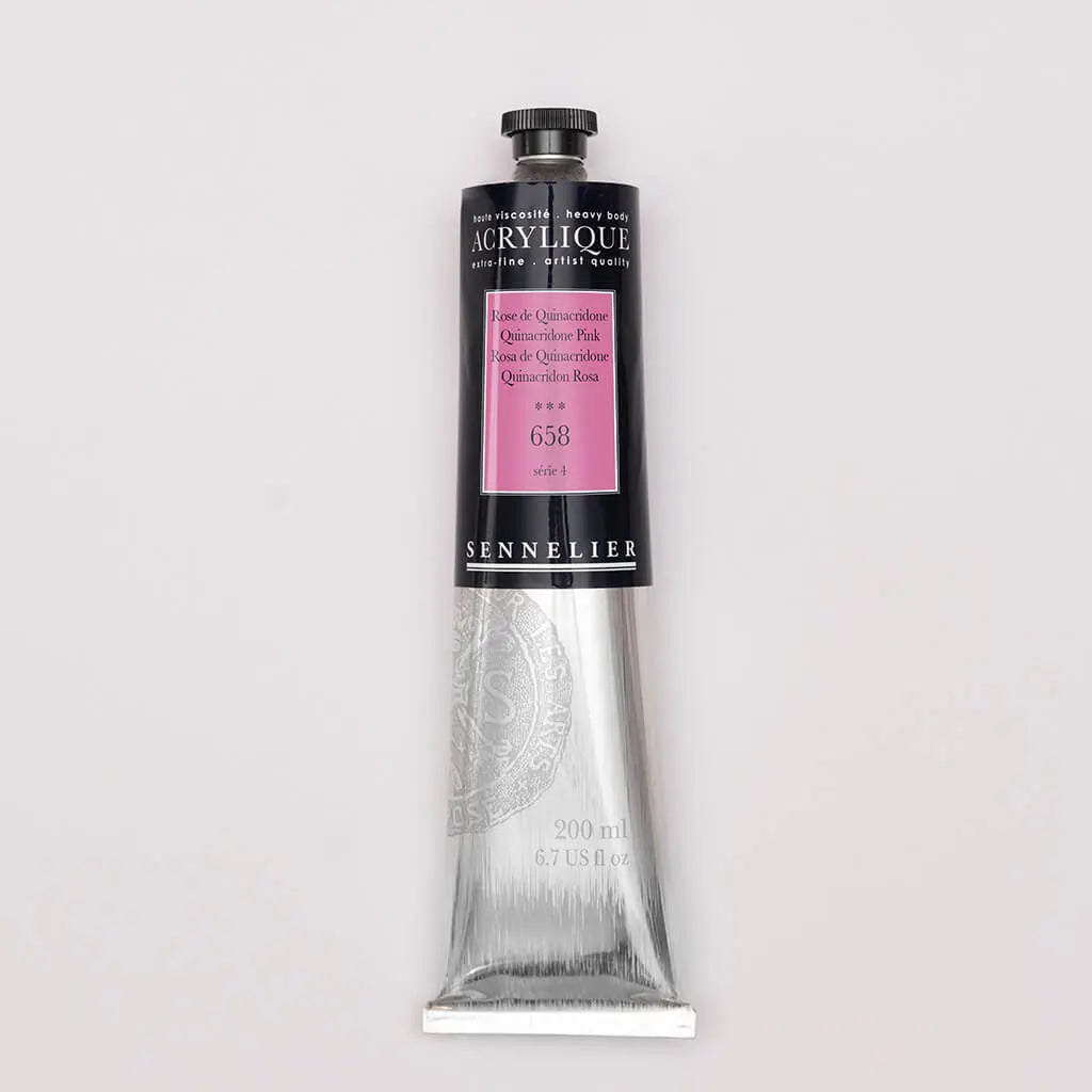 Sennelier Extra-Fine Acrylic Tube 200ml S4, Quinacridone Pink