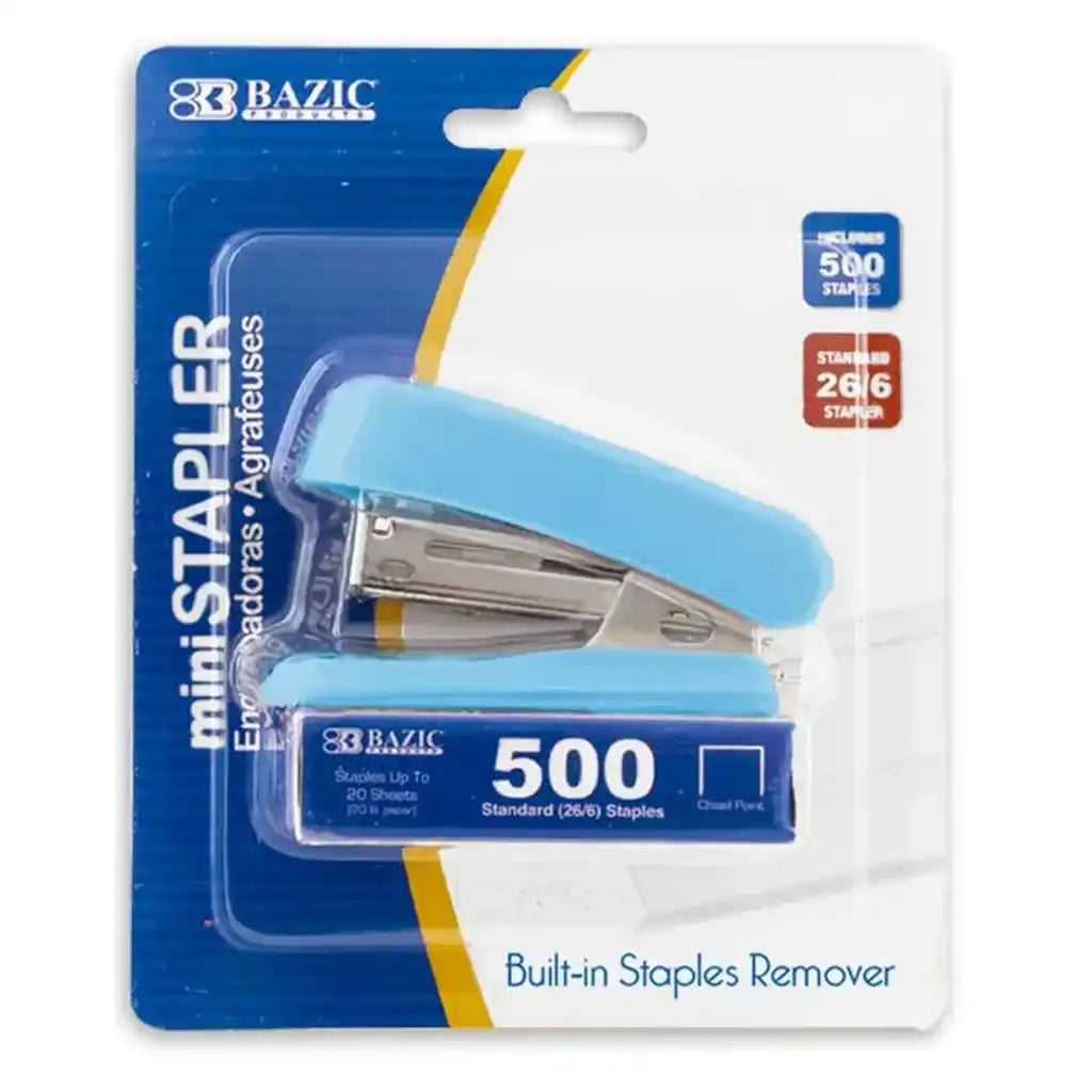 Mini Standard (26/6) Stapler Pastel Color with 500ct. Staples