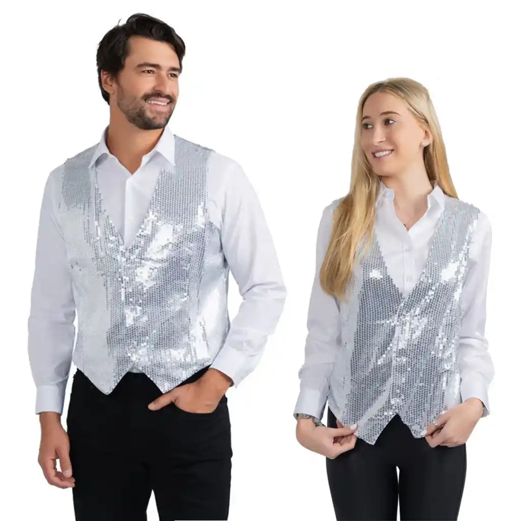 Silver Sequined Vest Size Adult