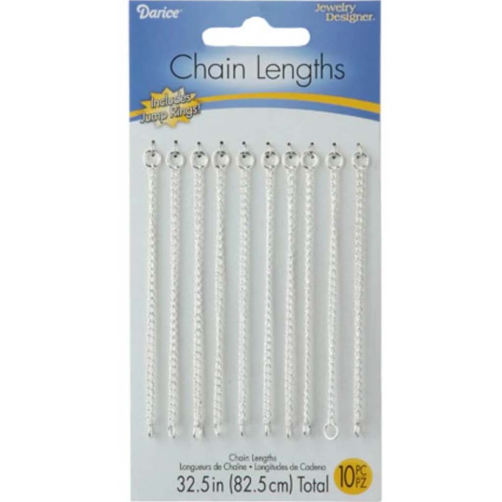 Jewelry Chain Lengths Bright Silver Cable 3 inches 10 pieces