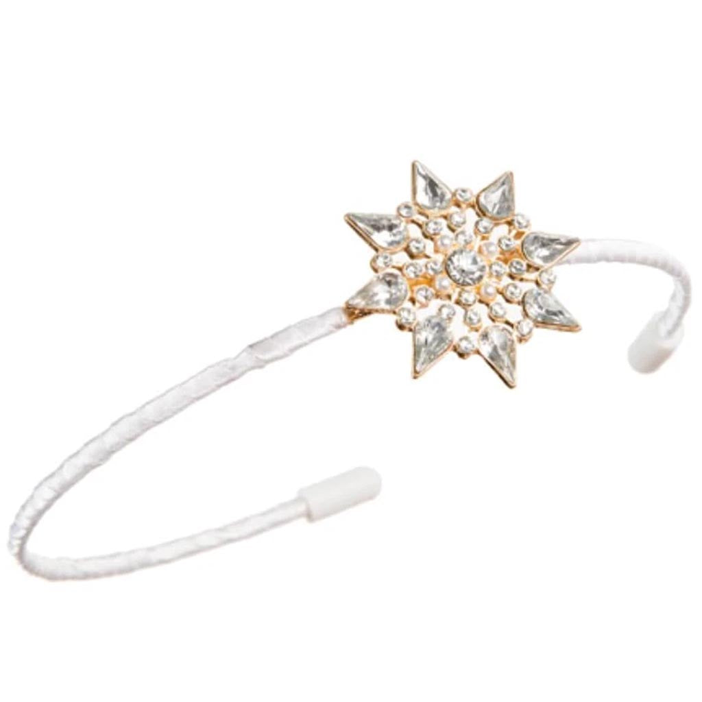David Tutera™ Flower Girl Headband: White Headband w/Starburst Embellishment